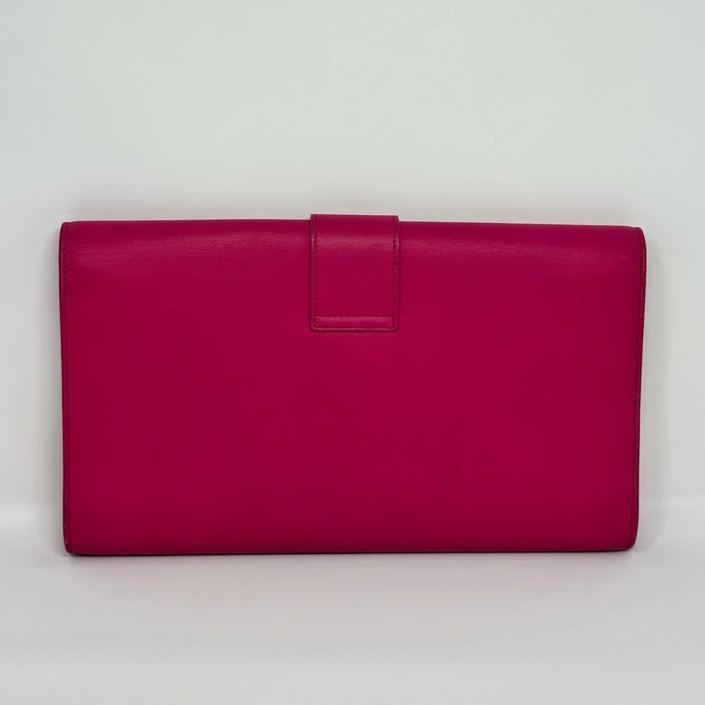Authentic Saint Laurent - YSL Chyc Large Pink Leather Clutch - Picture 3 of 10